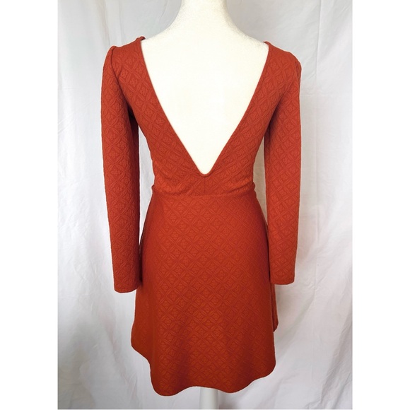 Cooperative Ramona Dress | Urban Outfitters Textured Pumpkin V-Neck Cottagecore - Picture 5 of 8
